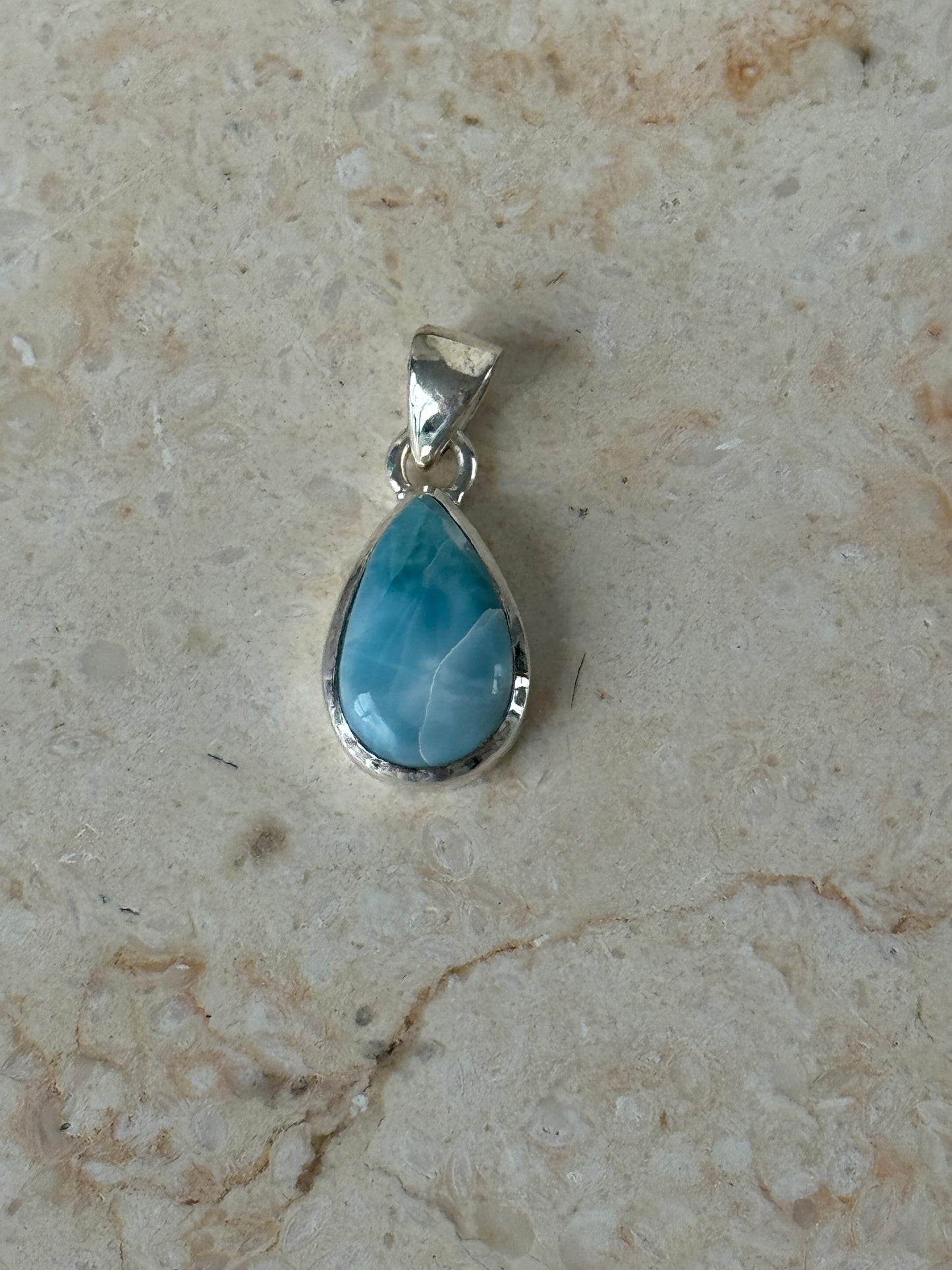 925 Sterling Silver Larimar Teardrop Pendant