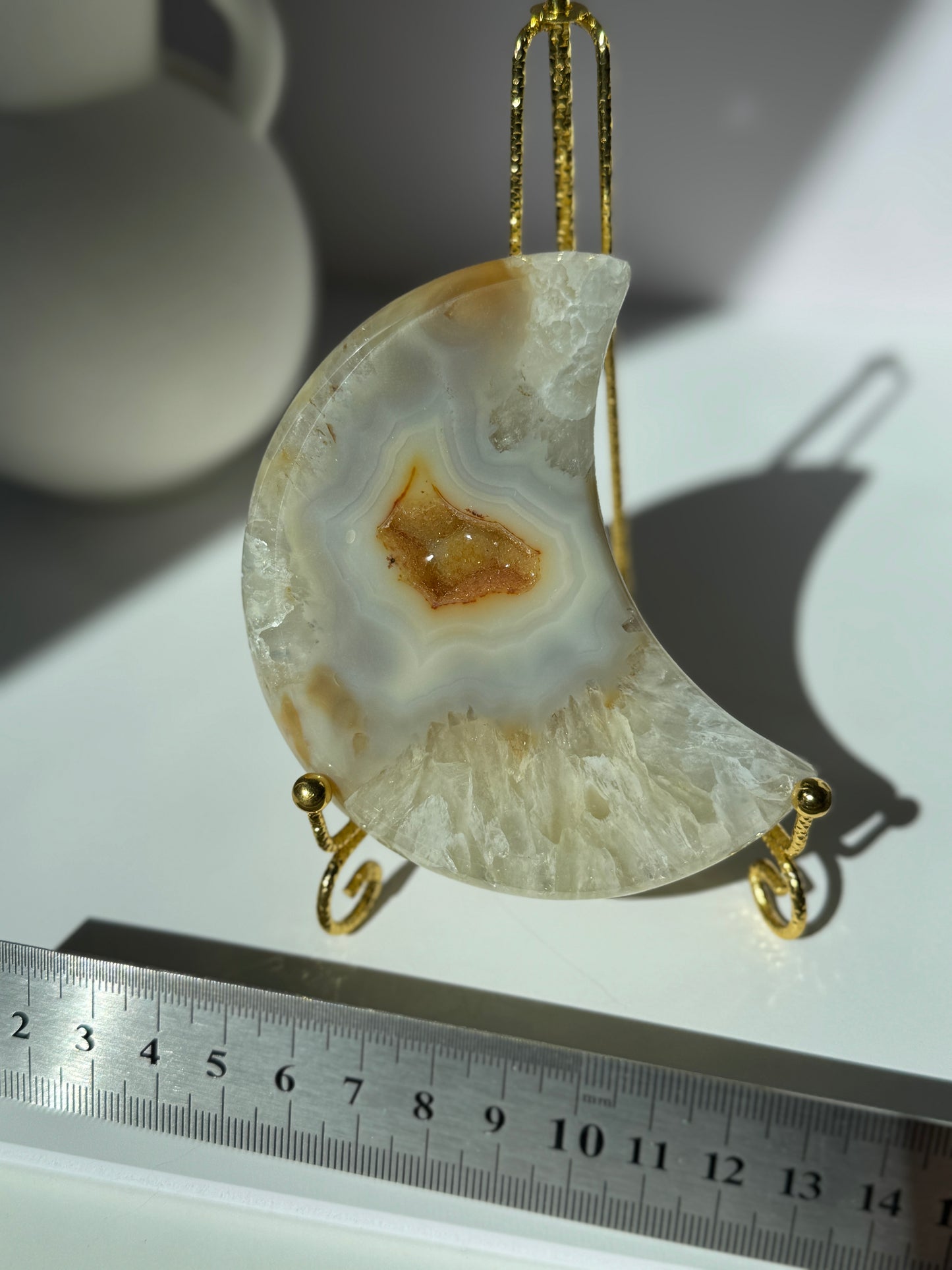Natural Agate Moon Carving