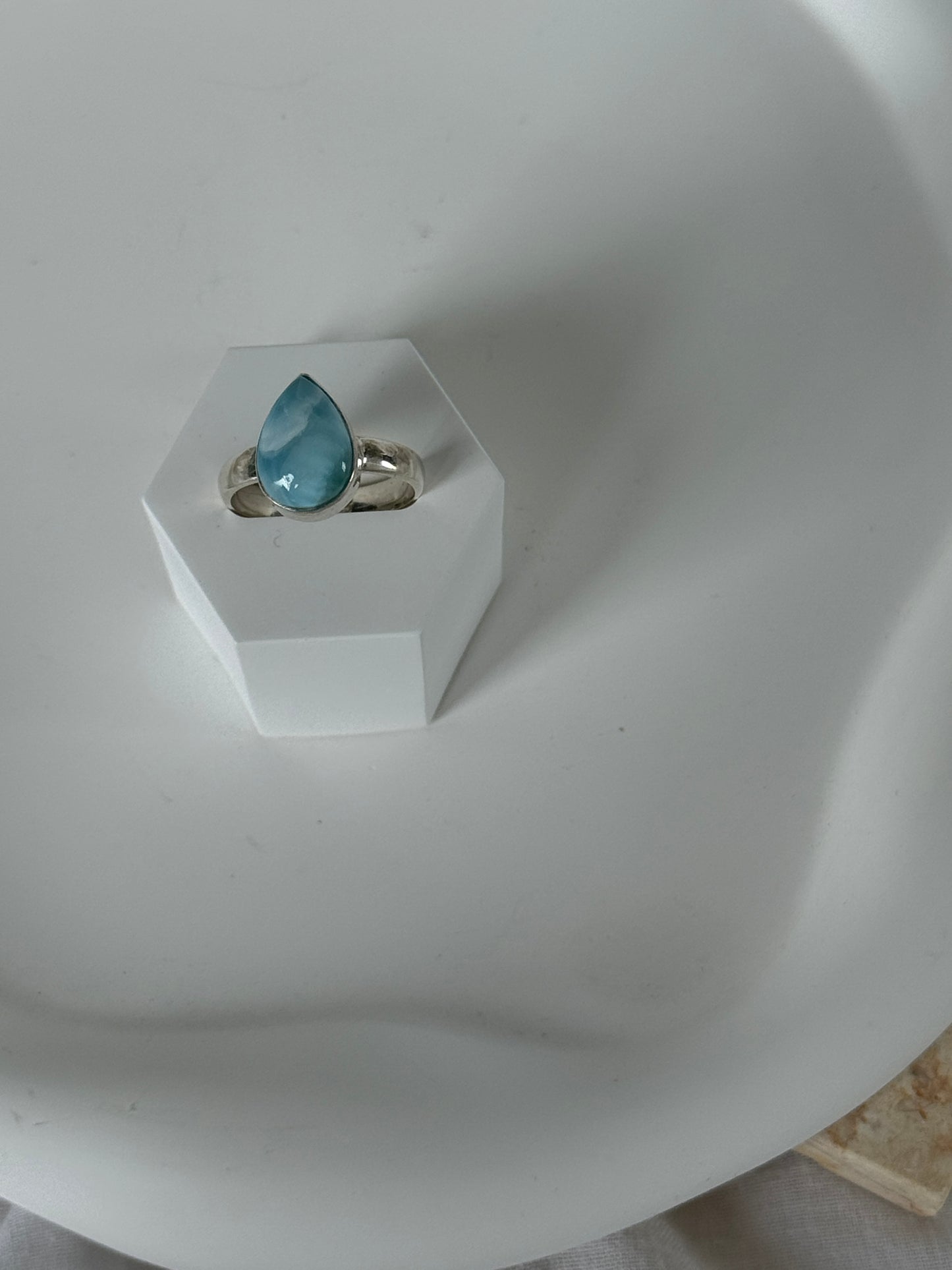925 Sterling Silver Larimar Teardrop Ring