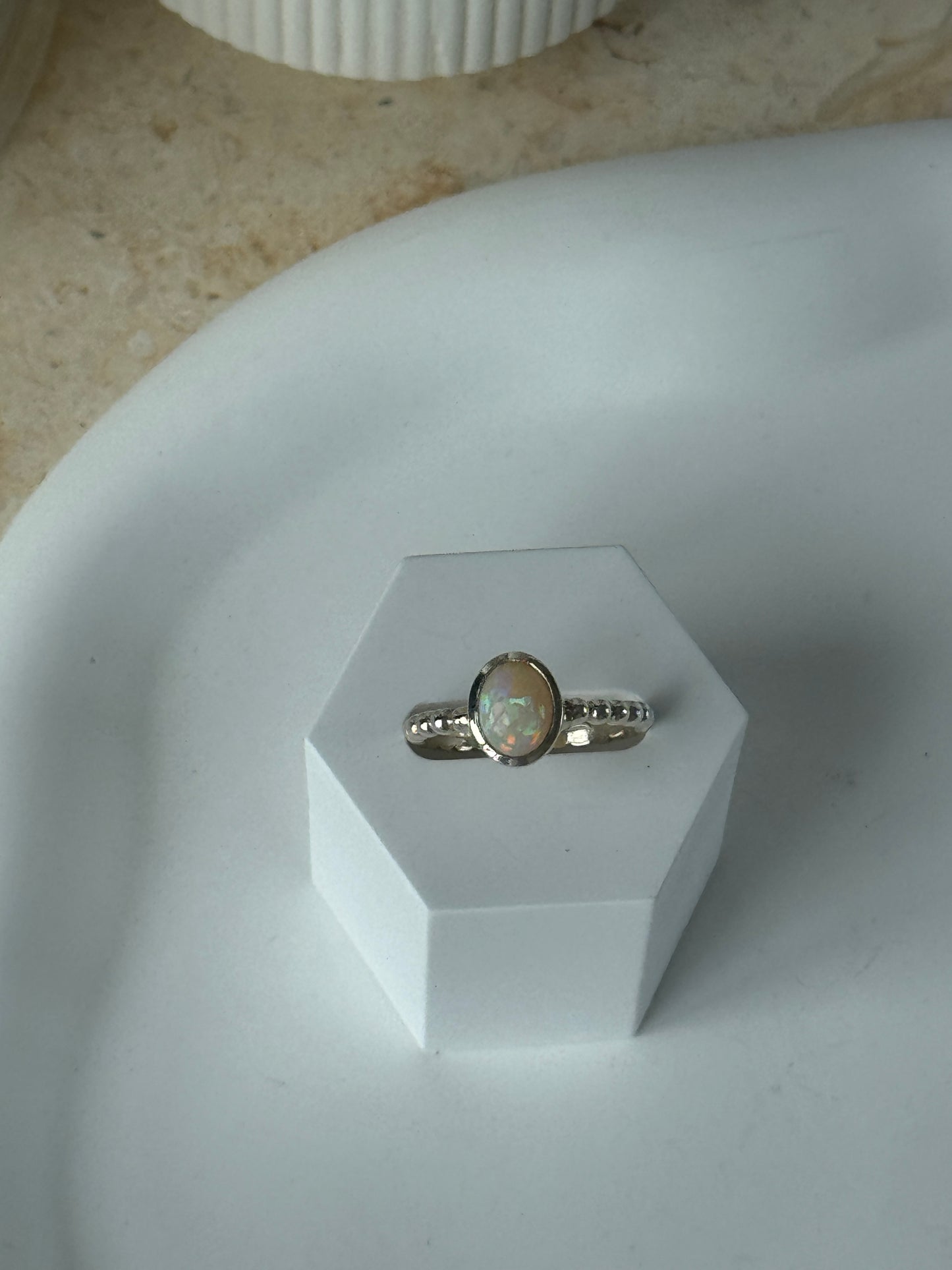 925 Sterling Silver Ethiopian Opal Ring