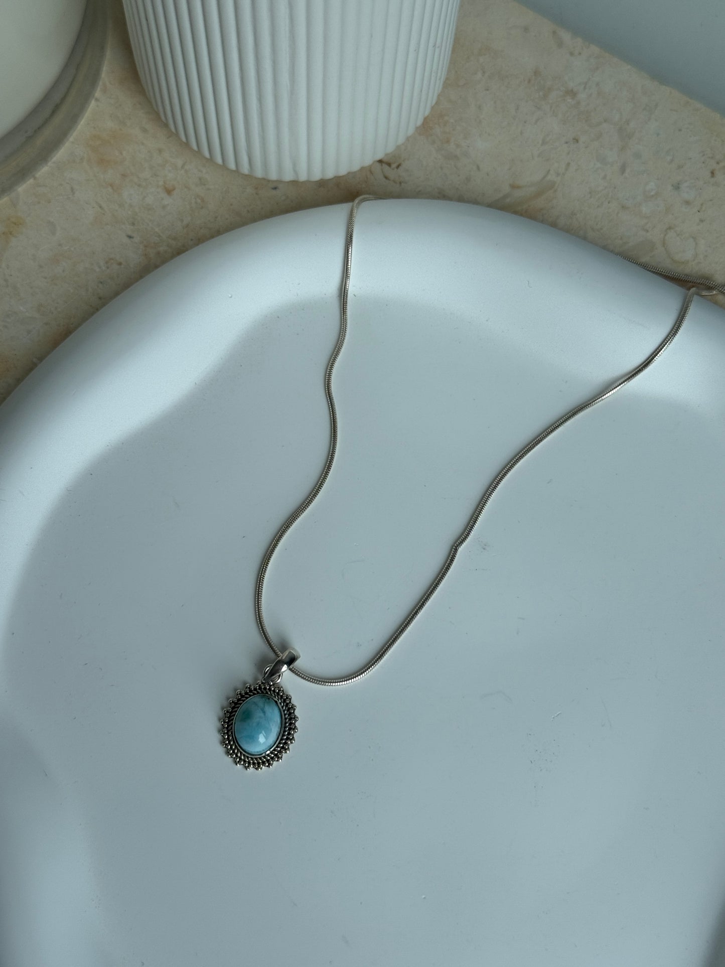 925 Sterling Silver Larimar Necklace