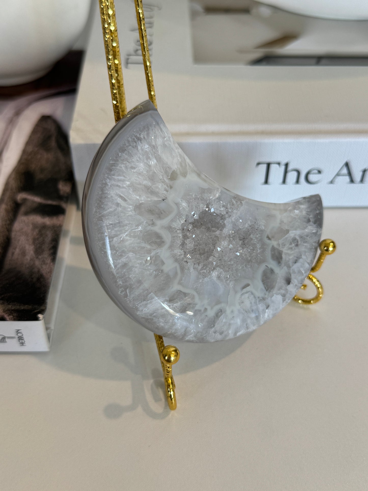 Natural Agate Moon Carving