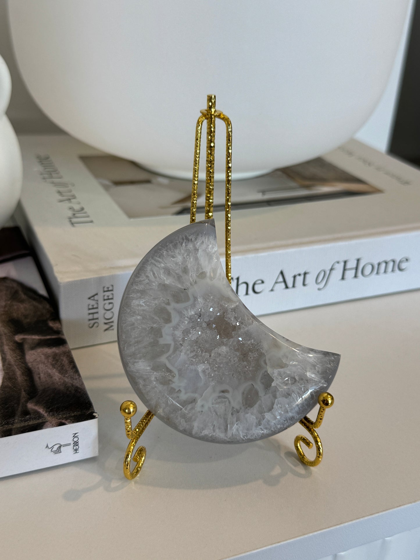 Natural Agate Moon Carving