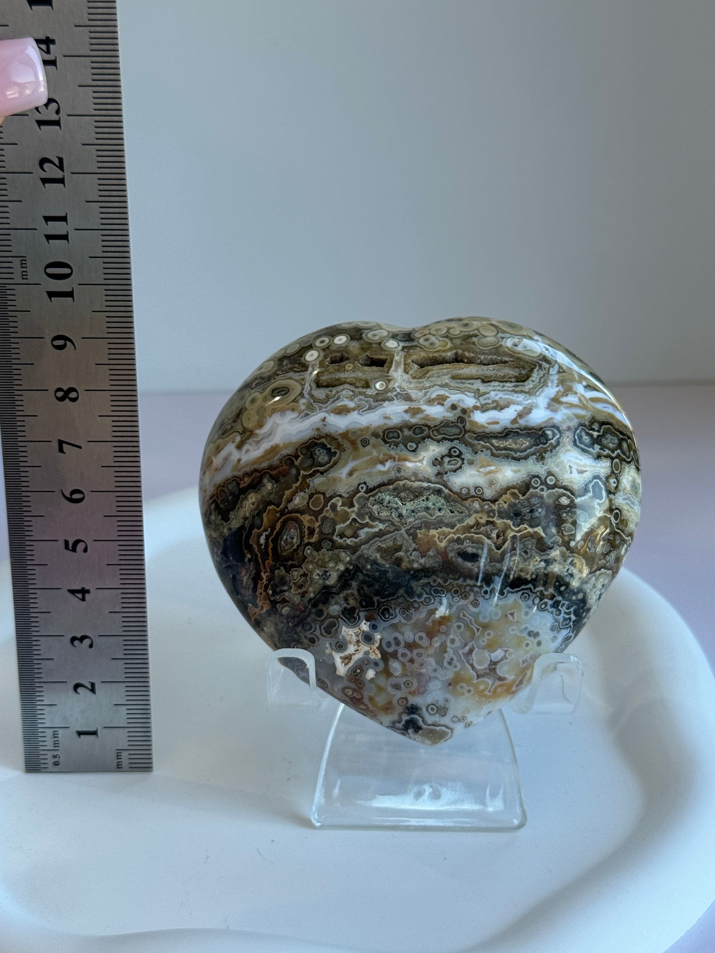 Ocean Jasper Puffy Heart - B