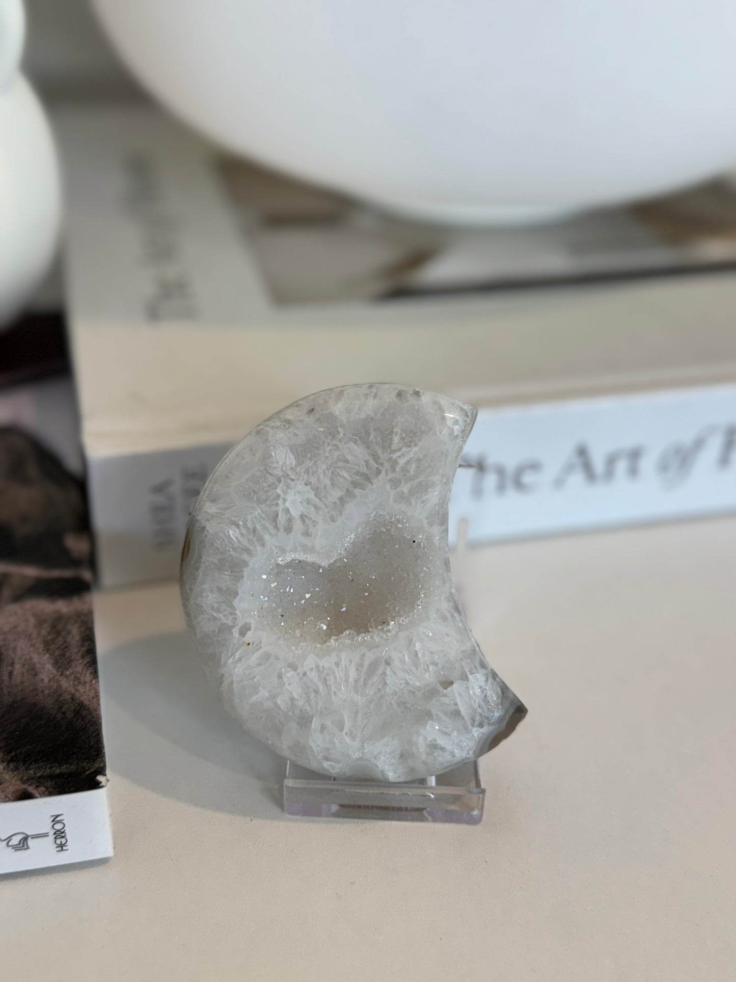 Natural Agate Moon Carving