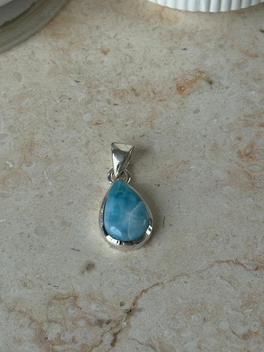 925 Sterling Silver Larimar Teardrop Pendant