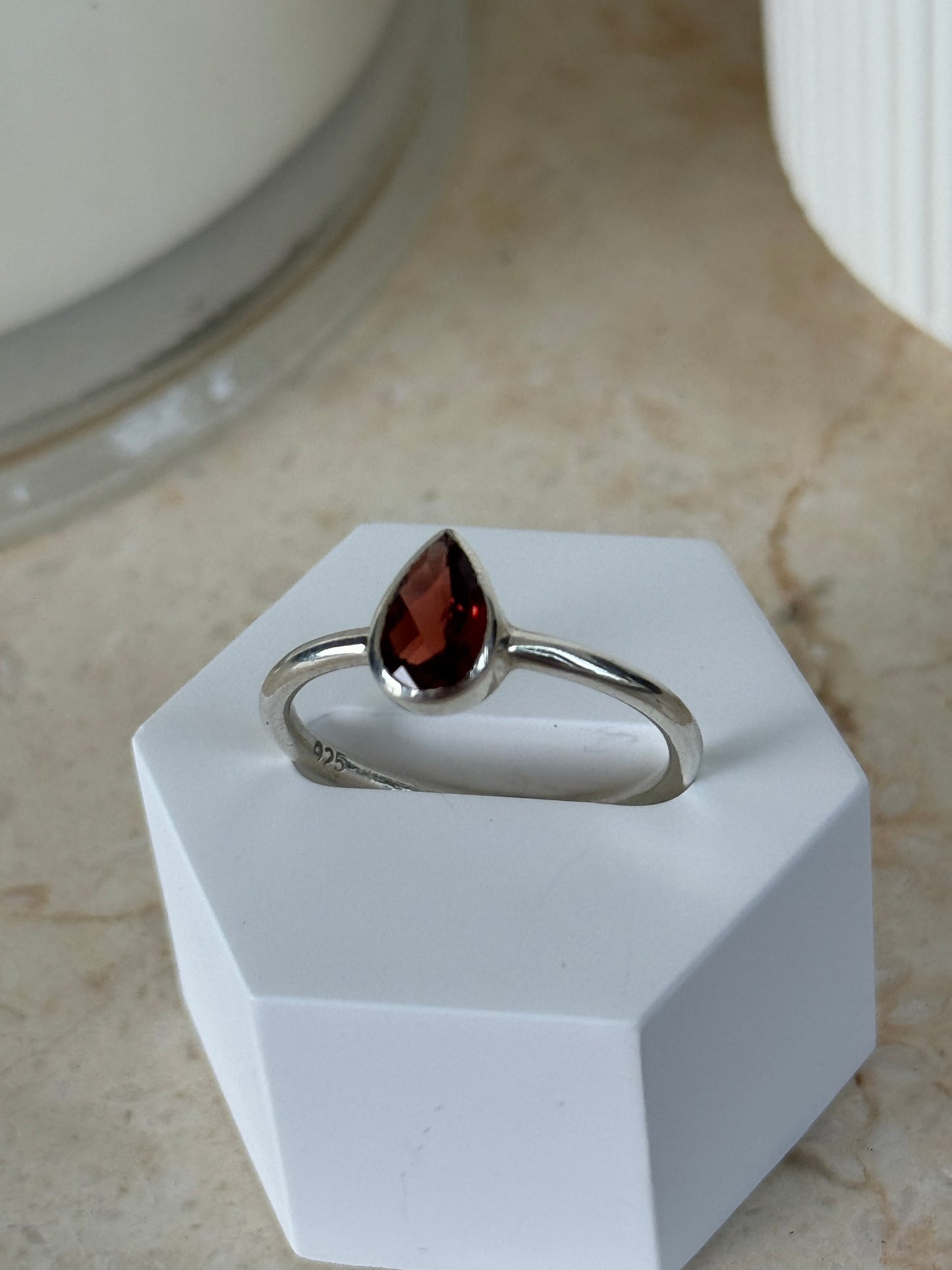 Garnet Ring - 925 S/S
