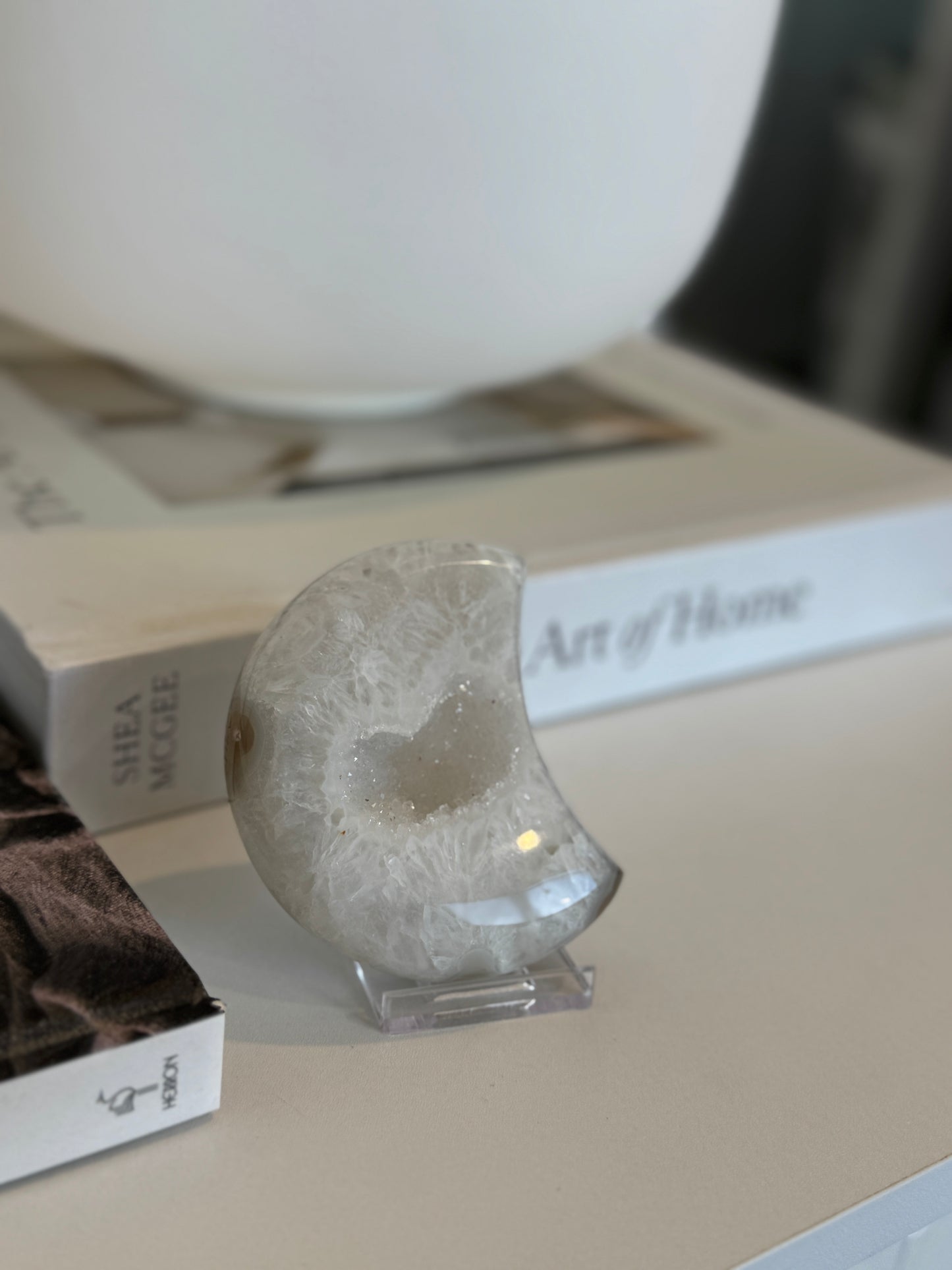 Natural Agate Moon Carving