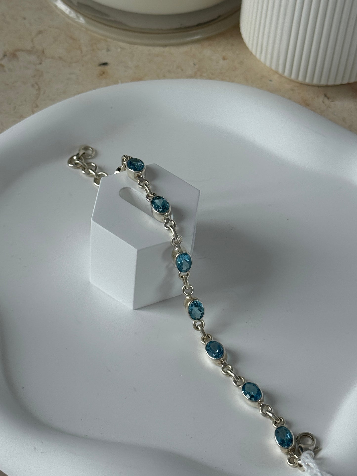 925 Sterling Silver Blue Topaz Bracelet