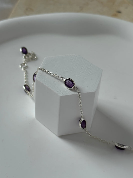Amethyst 925 Sterling Silver  Bracelet - Dainty