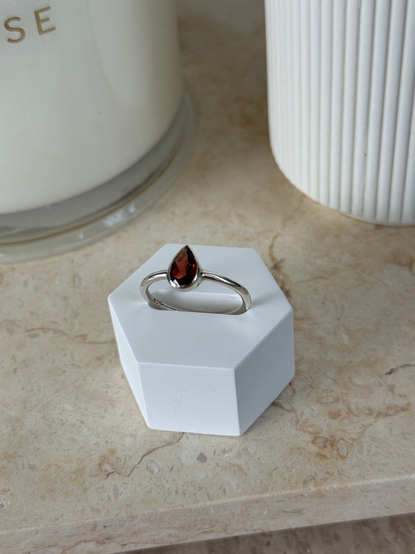 Garnet Ring - 925 S/S