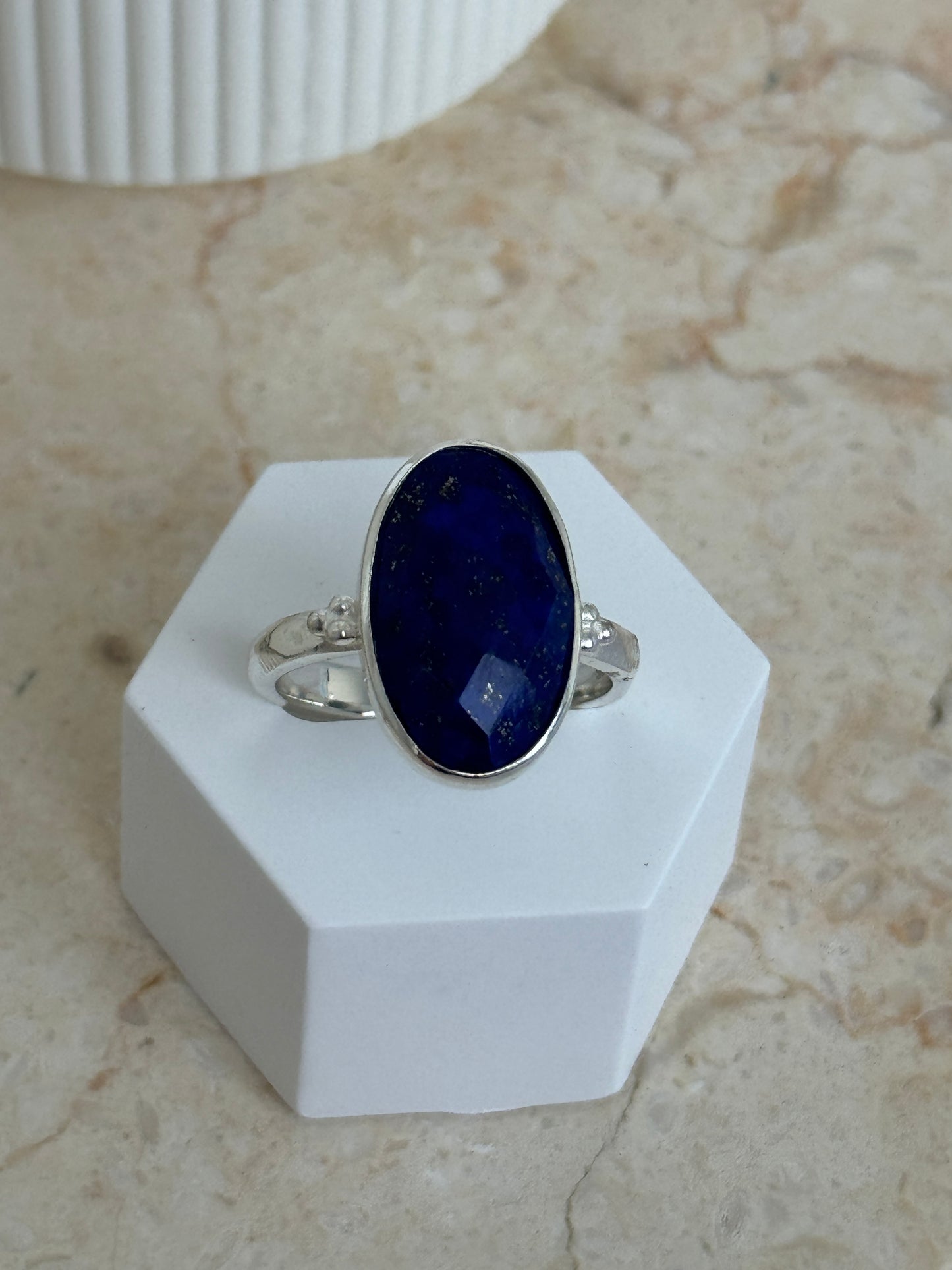 Lapis Lazuli Faceted Ring - 925 S/S