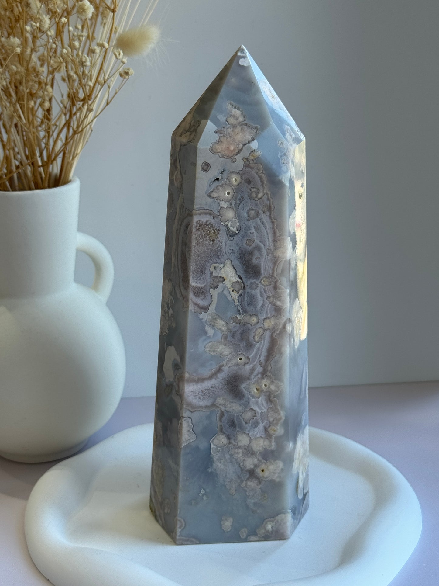 Flower Agate Tower Statement Piece - C