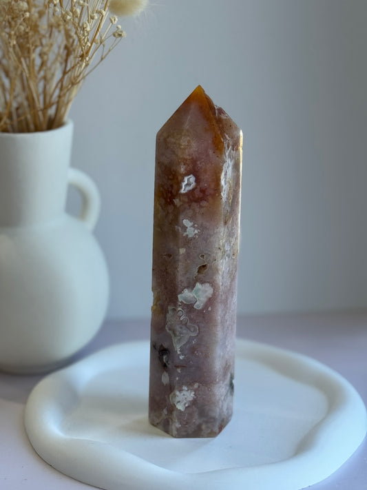 Pink Amethyst X Flower Agate Tower