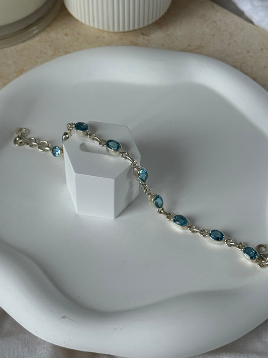 925 Sterling Silver Blue Topaz Bracelet