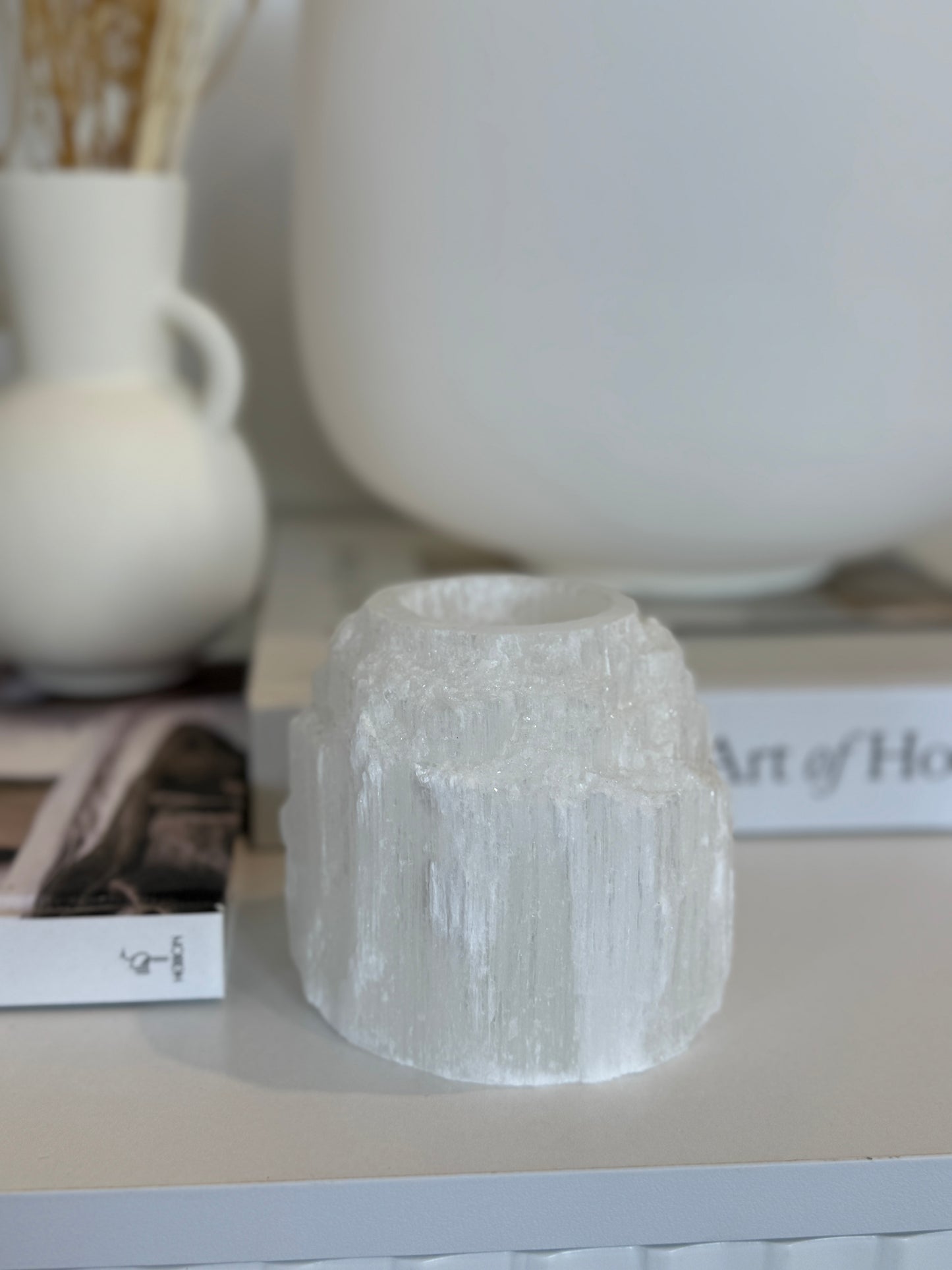 Selenite Tea light Candle Holder