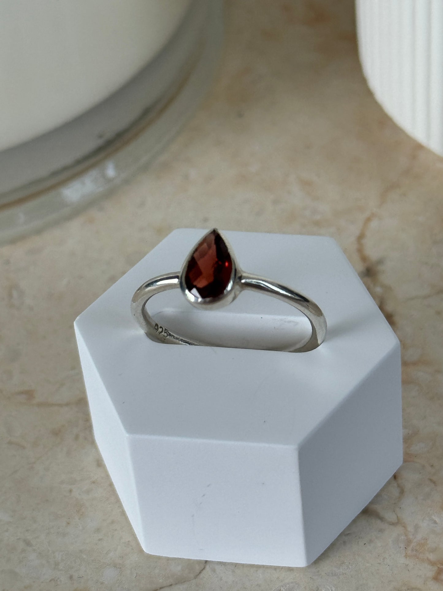 Garnet Ring - 925 S/S