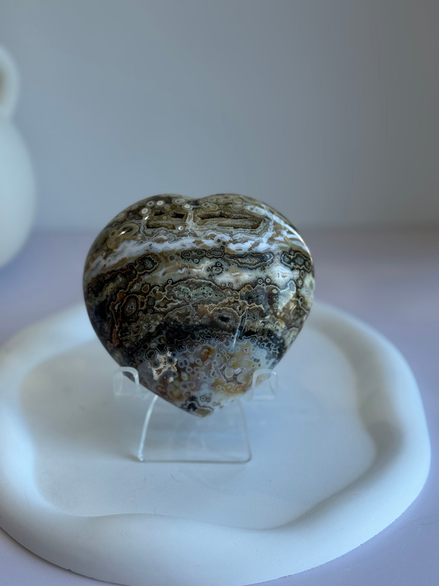 Ocean Jasper Puffy Heart - B