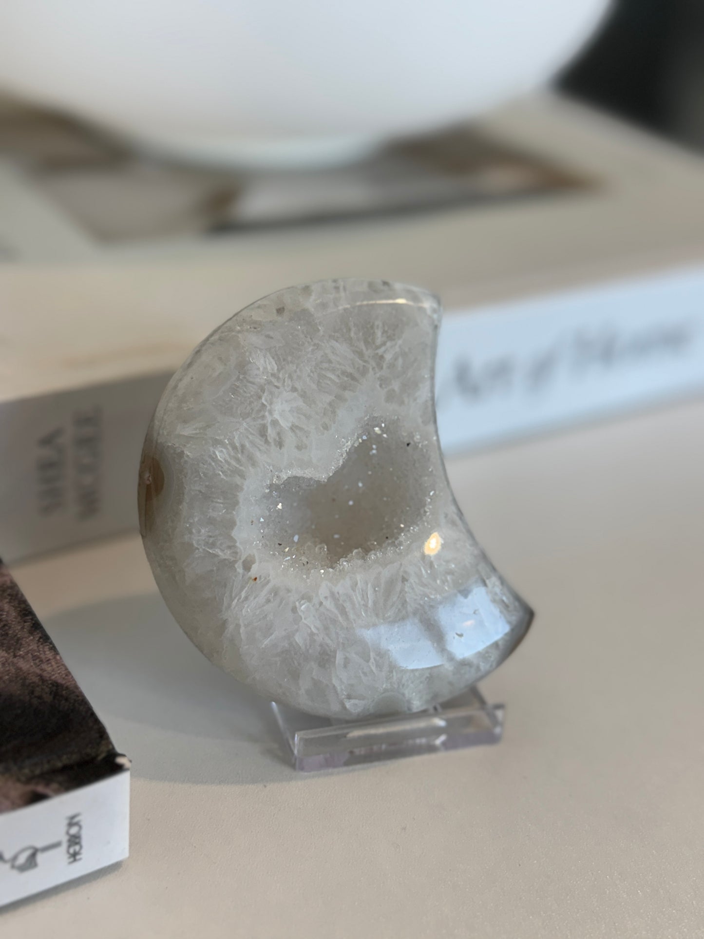 Natural Agate Moon Carving