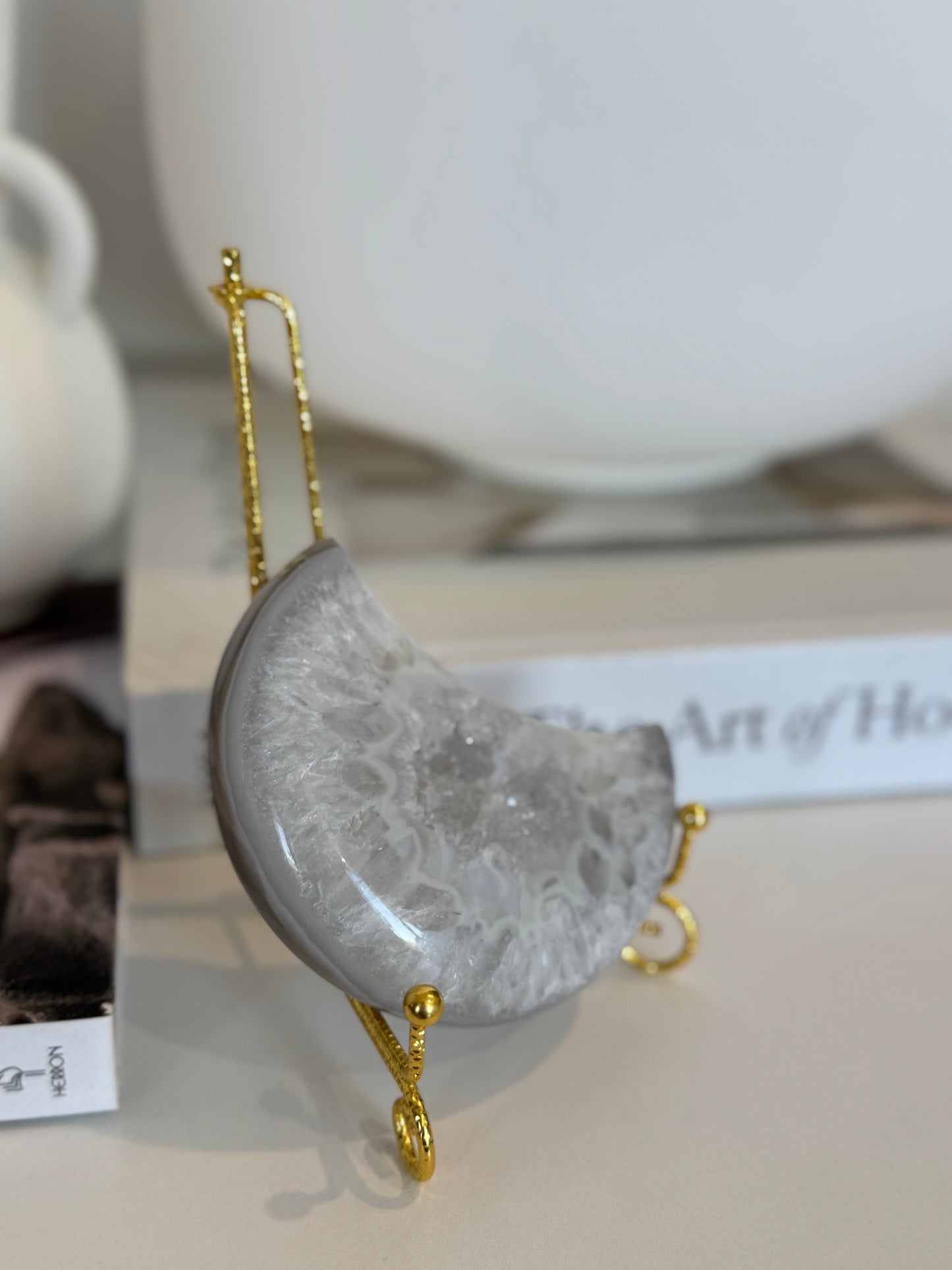 Natural Agate Moon Carving