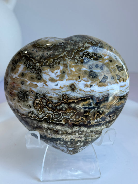Ocean Jasper Puffy Heart - B
