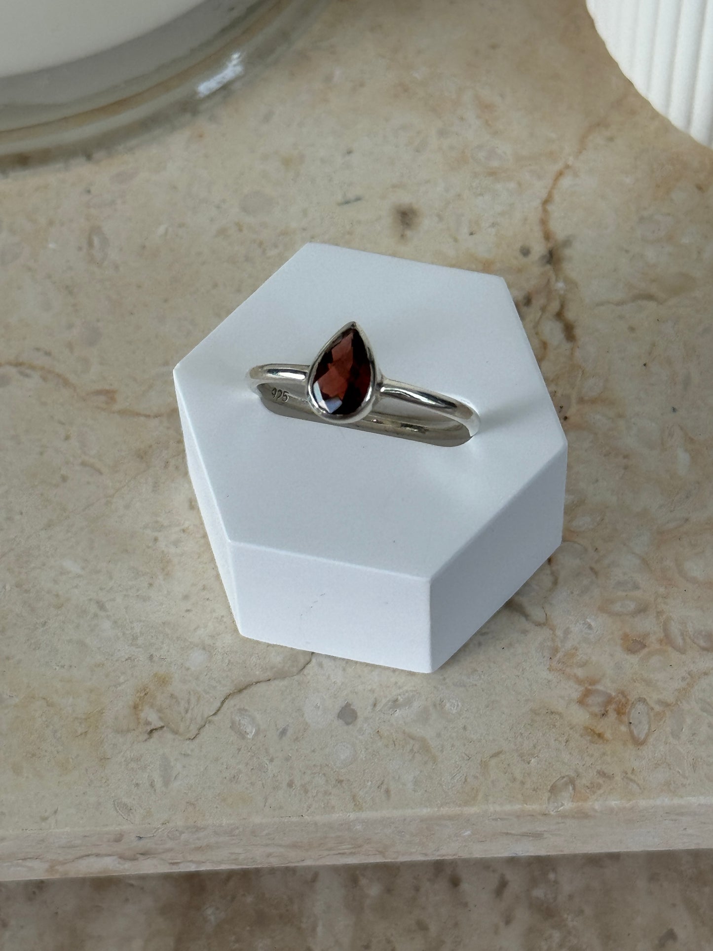 Garnet Ring - 925 S/S