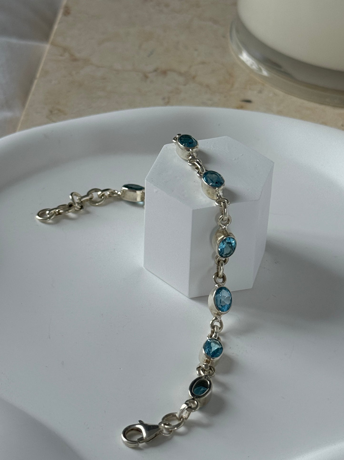 925 Sterling Silver Blue Topaz Bracelet