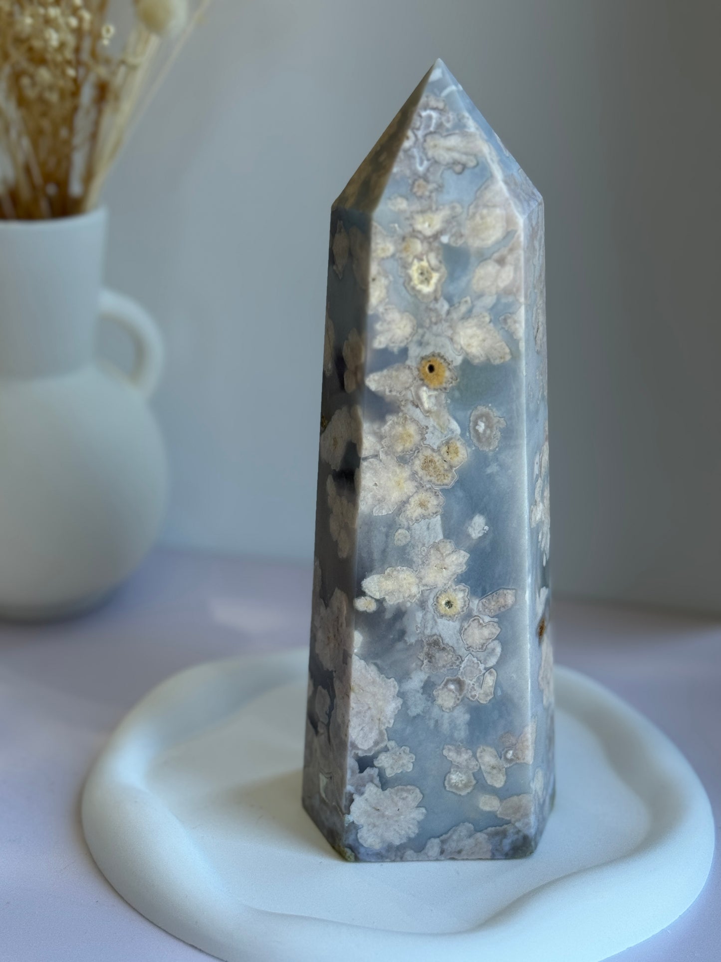 Flower Agate Tower Statement Piece - C