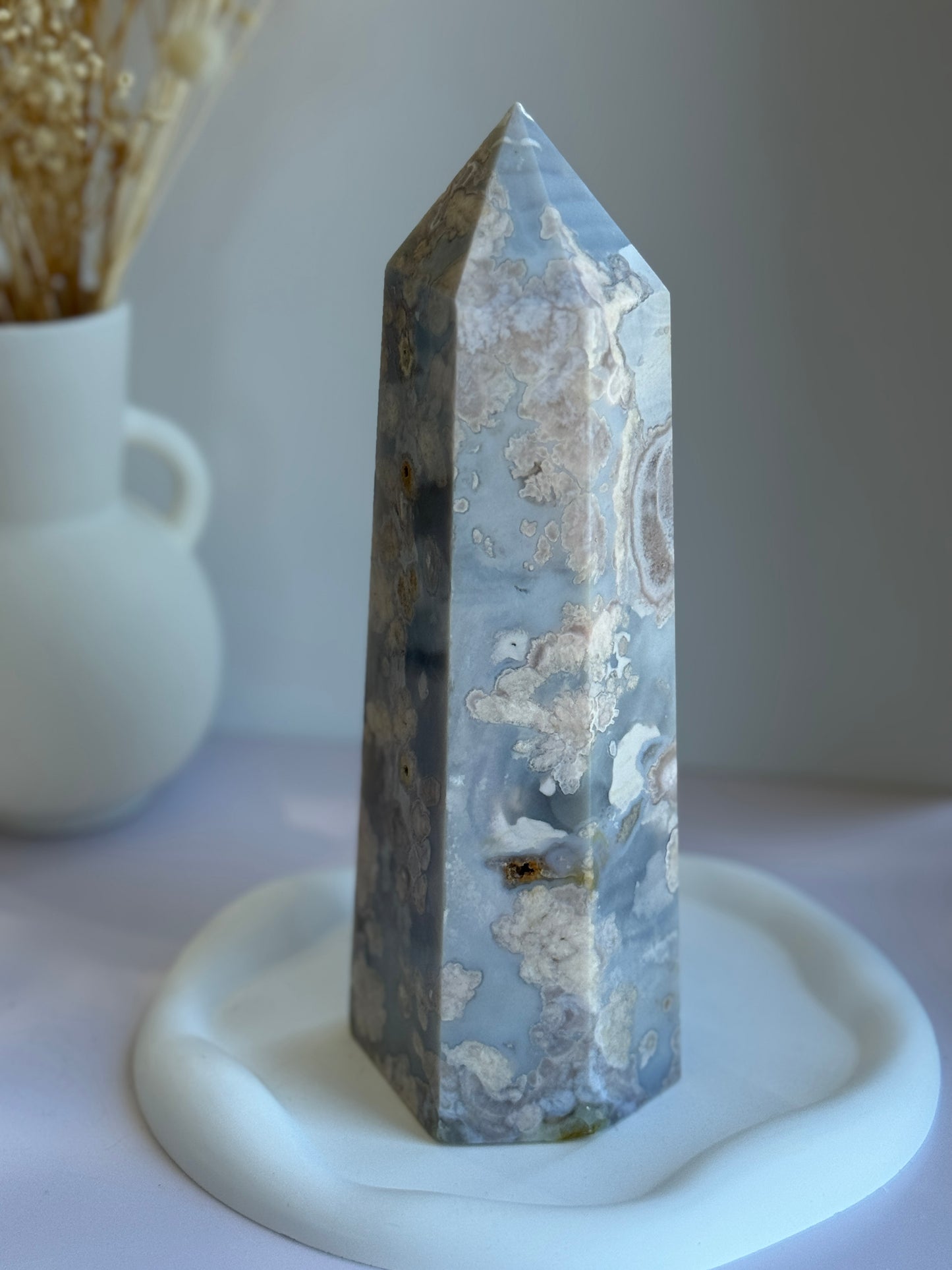 Flower Agate Tower Statement Piece - C